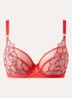 Beugel bh van mesh met bloemborduring - Koraalrood