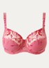 Majestic beugel bh van mesh met borduring - Neonroze