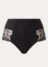 Majestic high waisted hipster met bloemborduring - Zwart