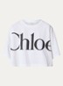 Oversized cropped T-shirt met logoprint - Wit