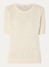 Grofgebreide top met ronde hals - Creme
