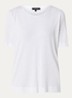 T-shirt in linnenblend met V-hals - Wit