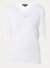 T-shirt in linnenblend met V-hals - Wit