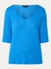 T-shirt in linnenblend met V-hals - Kobaltblauw