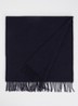 Alaska sjaal van wol met franjes - Donkerblauw