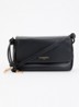 Crossbodytas van lamsleer met logo - Zwart
