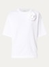 T-shirt met ronde hals en geschulpte zoom - Gebroken wit