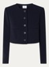 Vanilleter cropped jack met opgestikte zakken - Donkerblauw