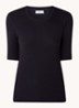 Fijngebreid T-shirt van jersey - Donkerblauw