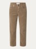 Milo mid waist cropped straight fit broek van corduroy - Khaki