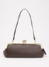 Kisslock Frame 30 clutch van leer met afneembare schouderriem - Donkerbruin