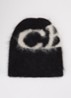 Grofgebreide muts in alpaca wolblend met ingebreid logo - Zwart