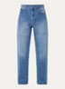 Amba mid waist straight leg jeans met logoprint - Middenblauw