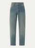 Amba mid waist straight leg jeans met logoprint - Indigo