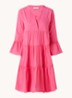 Ella mini strandjurk met volant - Fuchsia