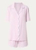 Pyjamaset met contrasterende bies - Lichtroze