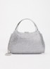 Beamings clutch met strass en afneembare schouderriem - Grijs