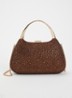 Beamings clutch met strass en afneembare schouderriem - Donkerbruin