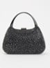Beamings clutch met strass en afneembare schouderriem - Diepzwart