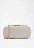 Body clutch van leer - Zilver