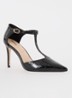 Castered pump met crocostructuur - Zwart