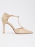 Castered pump met crocostructuur - Zand