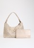 Deliberate schoudertas met gevlochten detail en uitneembare etui - Creme