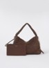 Deliberate schoudertas met gevlochten detail en uitneembare etui - Donkerbruin