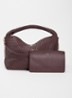 Deliberate schoudertas met gevlochten detail en uitneembare etui - Aubergine