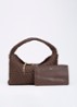 Deliberate schoudertas met gevlochten detail en uitneembare etui - Hazelnootbruin