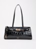 Depend schoudertas van leer met afneenbare schouderriem - Diepzwart