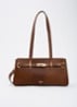 Depend schoudertas van leer met afneembare schouderriem - Chocoladebruin