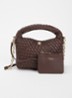 Dinkydeliberate handtas met gevlochten detail en uitneembaar etui - Chocoladebruin