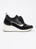 Elarah sneakerwedge van leer - Zwart