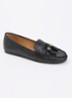 Geen mocassin van leer met franjes - Zwart