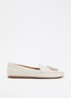 Geen mocassin van leer met franjes - Gebroken wit