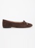 Hali ballerina van leer met strikdetail - Bruin