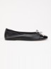 Haliah ballerina van leer met strikdetail - Zwart