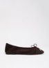 Haliah ballerina van leer met strikdetail - Donkerbruin