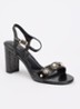 Mention sandalette met tweed-look - Zwart