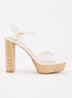 Minogue sandalette van leer met metallic finish - Wit