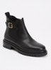Paused chelsea boot van leer - Zwart