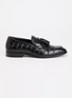 Son loafer van leer met crocostructuur - Zwart