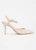 Wide Fit Channel slingback met strass - Lichtroze