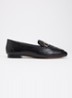 Wide Fit Grained loafer van leer - Zwart