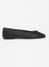Wide Fit Heat ballerina van leer - Zwart