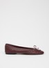 Wide Fit Heat ballerina van leer - Roodbruin