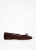Wide Fit Helenne ballerina met gestrikt detail - Donkerbruin