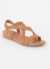 Wide Fit Landies sandaal van leer - Camel