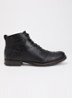 Wide Fit Simon veterboot van leer - Zwart